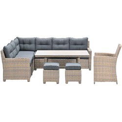 Garden Impressions Alaska lounge dining set 6-delig links - light teak vironwood
