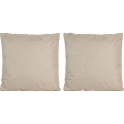 Set van 2x stuks buiten/woonkamer/slaapkamer kussens in het taupe beige 45 x 45 cm - Sierkussens