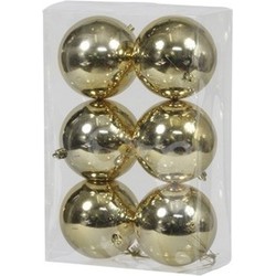 6x Kunststof kerstballen glanzend goud 10 cm kerstboom versiering/decoratie - Kerstbal