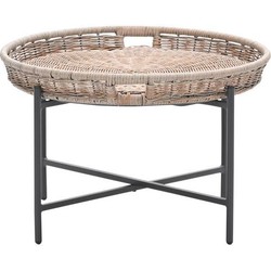 Benidorm bijzettafel - diameter 70xH40 cm -  c. black - natural