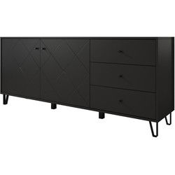 Meubella - Dressoir Barlo - Mat Zwart - 183 cm
