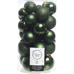 90x Kunststof kerstballen glanzend/mat/glitter donkergroen kerstboom versiering/decoratie - Kerstbal