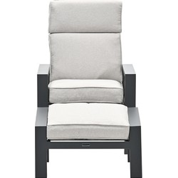 Max verstelbare stoel met voetenbank carbon black/desert sand - Garden Impressions