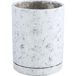 PTMD Bloempot Vik - 20x20x25 cm - Cement - Wit