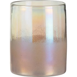  J-Line Vaas Cilinder Hoog Glas Blinkend Roze - Small