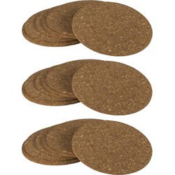 Glazen onderzetters van kurk - rond - 18x stuks - dia 9,5 cm x 3 mm - Glazenonderzetters