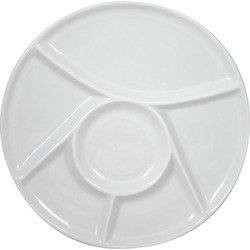 Porseleinen fondue/gourmet bord 6-vaks rond 23 cm - Gourmetborden