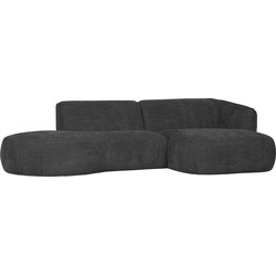 WOOOD Polly Chaise Longue Rechts - Polyester - Grijs - 71x258x105/150