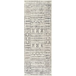 Scandinavisch Boho Loper Gang OLIMPIA - Wit/Zwart - 80x220 cm 