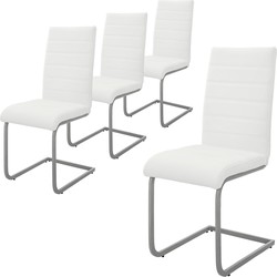 Set van 4 eetkamerstoelen sledemodel met rugleuning wit kunstlederen bekleding ML-Design