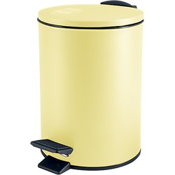 Spirella Pedaalemmer Cannes - geel - 5 liter - metaal - L20 x H27 cm - soft-close - toilet/badkamer - Pedaalemmers
