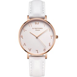 LW Collection SJ WATCHES Oman horloge dames wit en rose goud en Arabische cijfers 36mm