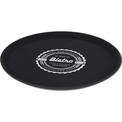 Zwart anti-slip dienblad kunststof 36 cm bistro - Dienbladen