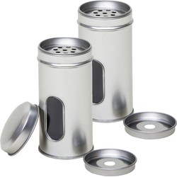 Rond kruidenpotje met strooier - 2x - 10 x 5 cm - Kruidenstrooier - Voorraadblikken