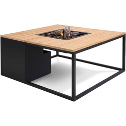 Cosi Fires Cosiloft lounge vuurtafel 100 cm zwart - teak top