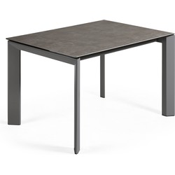 Kave Home - Axis uitschuifbare keramische tafel met antraciet stalen poten 120 (180) cm