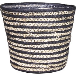 Bela Arte Plantenpot - rotan - naturel en zwart - 19 x 16 cm - Plantenpotten