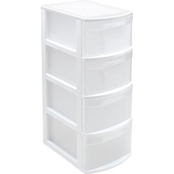 Ladeblok/bureau organizer met 4x lades wit/transparant L39 x B28.5 x H78 cm - Ladeblok