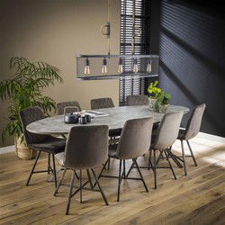 Hoyz - Eetkamertafel Ovaal - Bruin/Grijs - Voor 8 Personen - 240x105x76 - Eettafel