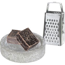 Ideas4seasons Amberblokjes/geurblokjes cadeauset - musk geur - inclusief schaaltje en mini rasp - Amberblokjes