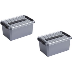 2x stuks kunststof stapelbare opbergbakken 6 liter 30,7 x 20 x 14 cm - Opbergbox