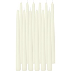 12x Lange kaarsen ivoorwit 30 cm 13 branduren dinerkaarsen/tafelkaarsen - Dinerkaarsen
