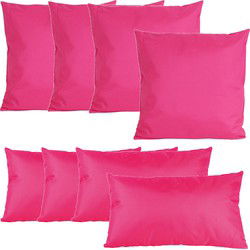 Bank/tuin kussens set - binnen/buiten - 8x stuks -fuchsia roze - In 2 formaten laag/hoog - Sierkussens