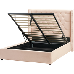 Beliani LUBBON - Tweepersoonsbed-Beige-Fluweel