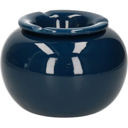 Terras asbak/stormasbak rond keramiek 16 x 11 cm blauw - Asbakken