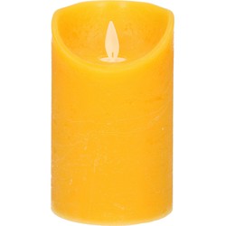 1x LED kaarsen/stompkaarsen oker geel met dansvlam 12,5 cm - LED kaarsen