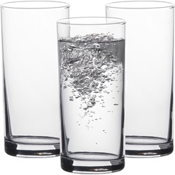 LAV Waterglazen/kleine longdrink glazen tumblers Liberty - transparant glas - 3x stuks - 295 ml - Drinkglazen