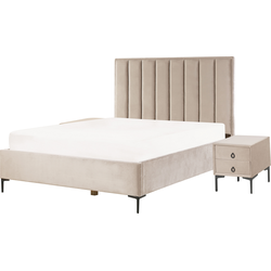 Beliani SEZANNE - Slaapkamerset-Beige-Fluweel