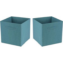 Urban Living Opbergmand/kastmand - 2x - 29 ltr - petrol blauw - 31 x 31 cm - Opbergmanden
