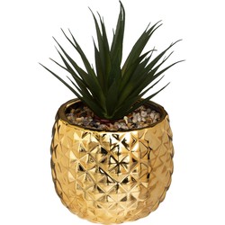 Kunstplant in Goudkleurig Ananas Pot – H21 cm