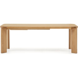 Kave Home - Uitschuifbare tafel Jondal van FSC 100% massief eikenhout en -fineer 200 (280) x 100 cm