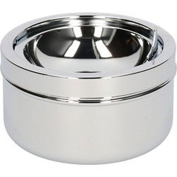 Ronde tuin/terras asbak met klep 11 cm zilver - Asbakken
