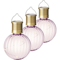 Lumineo tuin/buiten 10x stuks Led lampje/lampion solar verlichting lichtroze 11 x 8 cm - Lampionnen