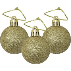 12x stuks kerstballen goud glitters kunststof 4 cm - Kerstbal