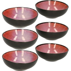Svenska living Tapas schaaltjes - 6x - zwart/roze - aardewerk - 12 x 4 cm - Snack en tapasschalen
