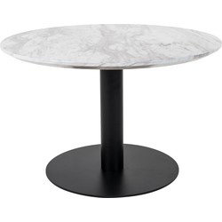 Ronde salontafel Miley wit zwart Ø70 cm marmerlook