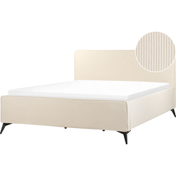 Beliani VALOGNES - Tweepersoonsbed-Beige-Corduroy