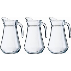 3x Sapkan/waterkan van glas 1600 ml - Schenkkannen
