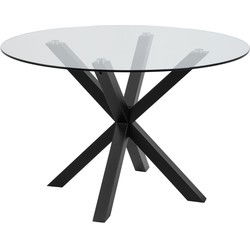 Eettafel Rond - Glas/Zwart - Ø119x75,5cm - Harrie
