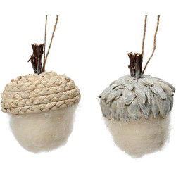 Eikel wol d12h18 cm winterwit a2