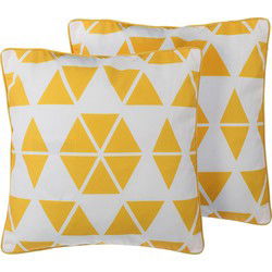 PANSY  - Sierkussen set van 2 - Geel - 45 x 45 cm - Polyester