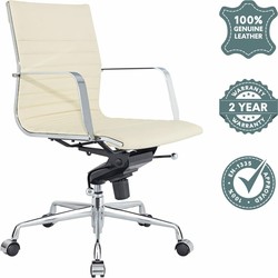 Feel Furniture - Lage Executive bureaustoel - 100% Leer -  Crème