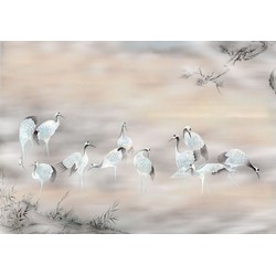 Sanders & Sanders fotobehang vogels zandkleurig en warm grijs - 400 x 280 cm - 612052