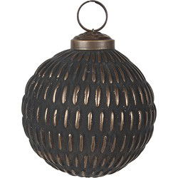Clayre & Eef Kerstbal Grijs Goudkleurig Glas