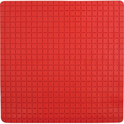 MSV Douche/bad anti-slip mat badkamer - rubber - rood - 54 x 54 cm - Badmatjes