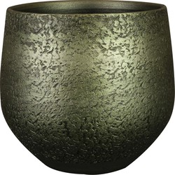 Ter Steege Plantenpot - keramiek - metallic donkergroen - 27x25cm - Plantenpotten